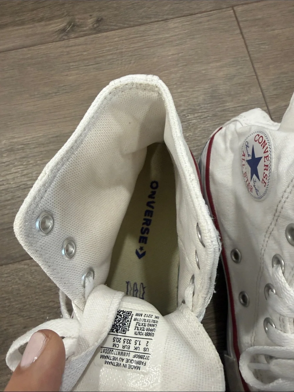 Converse Kids platform White High-Top Sneakers with Red Stripe